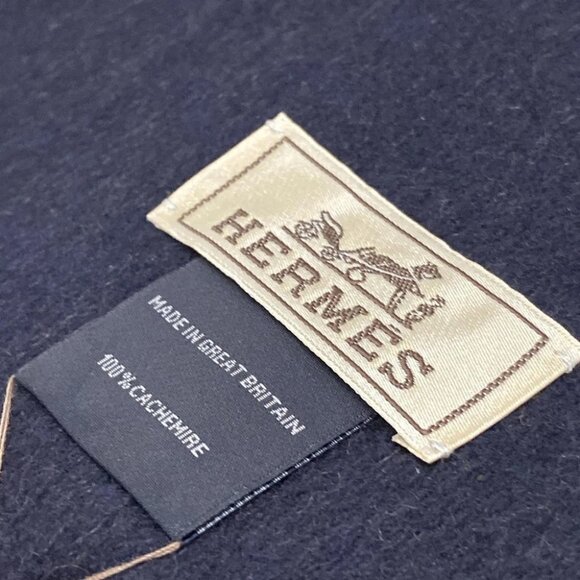 Auth HERMES - Light Brown Black Cashmere Scarf - Picture 2 of 5